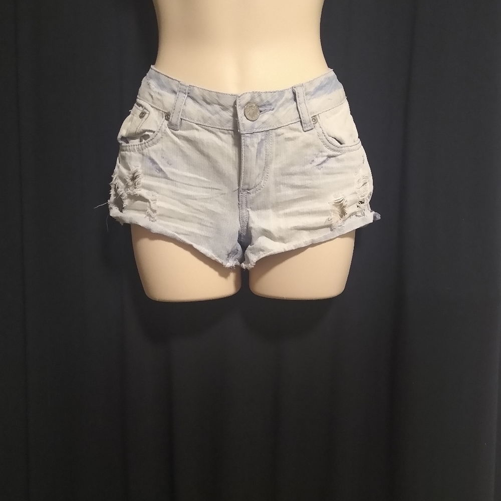 Wallflower Cut Off Distressed Girl's Blue Jeans Shorts -- Final Price